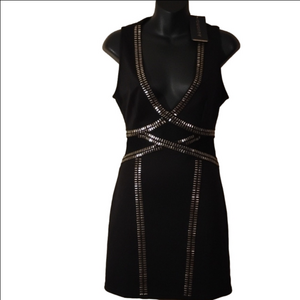 Aquarmar black dress with metal look accents. Nice club/ party/ vacay  dress.